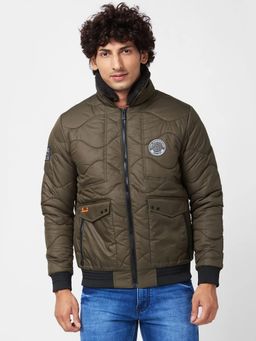 Spykar - MEN'S Puffer JACKET WITH SHERPA COLLAR