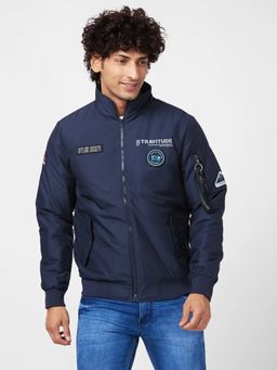 Spykar - MEN'S BOMBER JACKET WITH DIY VELCRO BADGES