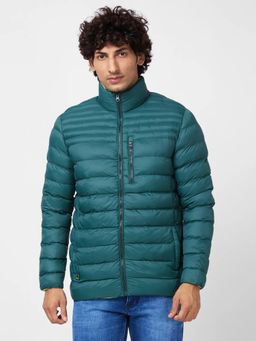 Spykar - MEN'S PACKABLE PUFFER JACKET WITH BRANDED PRINT ON NECK