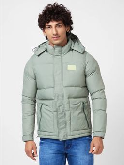 Spykar - MEN'S PUFFER JACKET WITH ZIPPER PATCH POCKET & PRINTED DETAILS ON SLEEVES