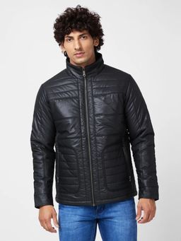 Spykar - MEN'S LEATHER LOOK JACKET WITH CHEST SILICON BADGE
