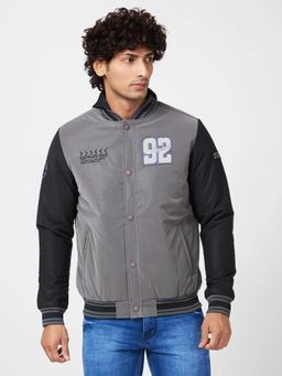 Spykar - MEN'S VARSITY JACKET WITH TOWEL EMBROIDERY BADGES & PRINTED BACK DETAILS