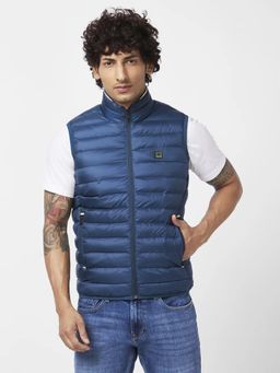 Spykar - MEN'S SLEEVELESS JACKET WITH CONTRAST NECK TIPPING & BRANDED RIB