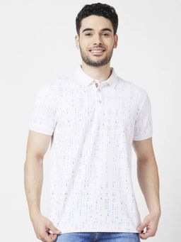 Spykar - Men White Blended Slim Fit Half Sleeve Collar Neck Plain Polo T-shirt