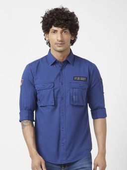 Spykar - Men Indigo Twill Regular Slim Fit Full Sleeve Denim Shirt