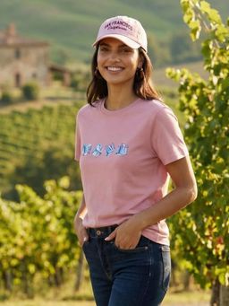 Nobero - Women Printed Pink T-Shirt
