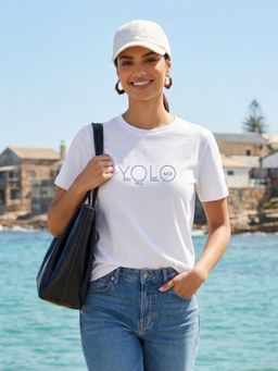 Nobero - Women Typography Print White T-Shirt