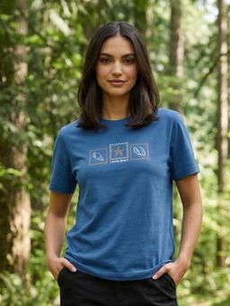 Nobero - Women Printed Blue T-Shirt