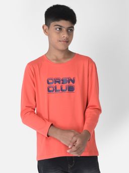 CRIMSOUNE CLUB - Boy Coral Pink Typographic T-shirt