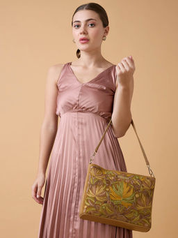 Caprese - Women Brown Siji Tresana Kashida Embroidery Crossbody Bag (L)