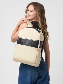 Caprese - Women Cream Jupiter Laptop Backpack with 3 Compartments (L)