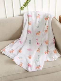 Moms Home - Animal Organic Cotton Muslin Kids Swaddle