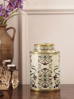 Pure Home + Living - Ivory Printed Ceramic Canister