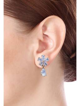 JYONA - Women White Stones Rose Gold Plated Earrings