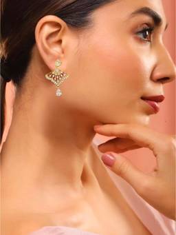 JYONA - Women White Stones Rose Gold Plated Earrings