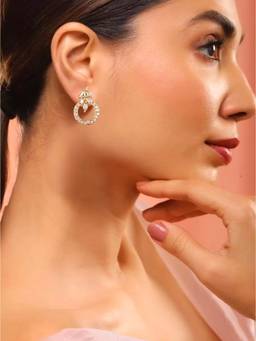 JYONA - Women White Stones Rose Gold Plated Earrings