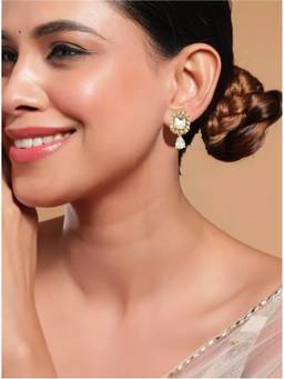 JYONA - Women White Stones Rose Gold Plated Earrings