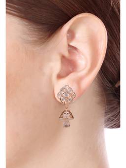 JYONA - Women White Contemporary Rose Gold Plated Earrings