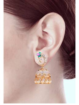 JYONA - Women White Stones Rose Gold Plated Earrings