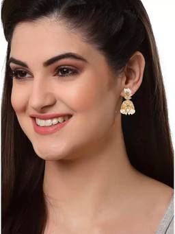 JYONA - Women White Contemporary Rose Gold Plated Earrings