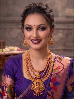 NUI - Women Red Stones Gold Plated Jewellery Set