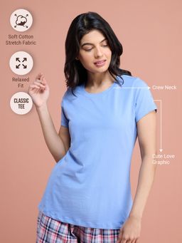 Nykd by Nykaa - Super Comfy Cotton Stretch Classic Solid T-Shirt-Nyle216-Hydrangea