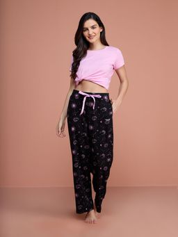 Nykd by Nykaa - Cotton Modal Pajama - Nys126 - Sun & Moon Black