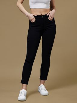 DOLCE CRUDO - Womens Black Od Skinny High Rise Cropped Stretchable Denim Jeans