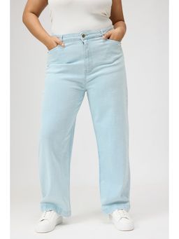 FREAKINS - Curve Faded Blue High Waist Mom Fit Jeans