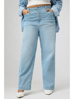 FREAKINS - Curve Soft Blue Straight Fit Jeans