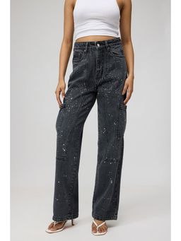 FREAKINS - Sprayed Black Straight Fit Jeans