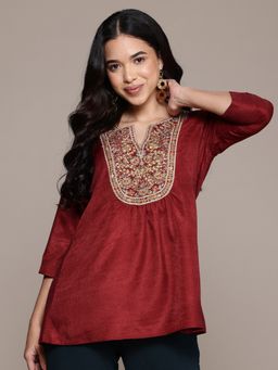 Aarke Ritu Kumar - Red Zoya Embroidered Kurti