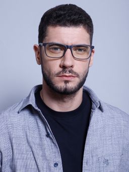 Intellilens - Unisex UV Protected Square Blue Cut Computer Glasses Grey & Black (54-17-135)