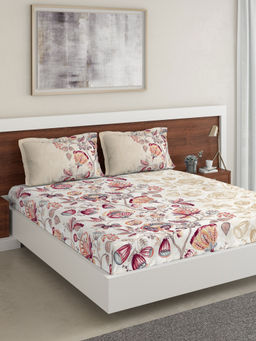 Ddecor Live Beautiful - DDECOR - Bell Flower 100% Cotton Double Bedsheet with 2 Pillow Covers, Red