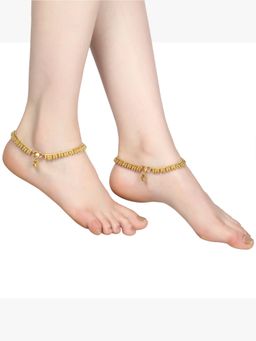 Adwitiya - 24 Ct Gold Plated Copper Stylish Handcrafted Anklets Payal For Women and Girls