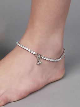 Adwitiya - American Diamond Studded Handcrafted Anklets Payal For Women and Girls