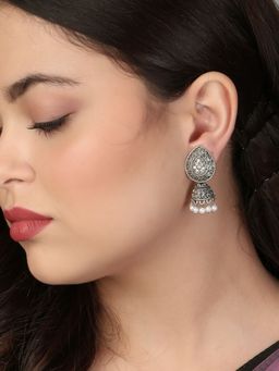 Adwitiya - Silverplated Dome Shaped Jhumkis (Pack of 3)