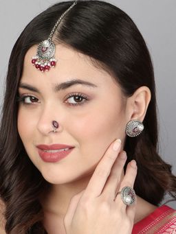 Adwitiya - Oxidised Pearl Jewellery Set