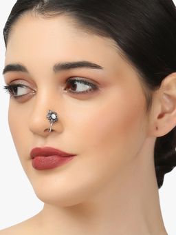 Adwitiya - Oxidised Silverplated Clip On Nosepin (Set of 5)