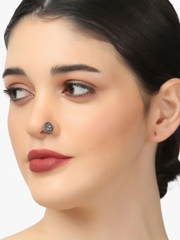 Adwitiya - Oxidised Silverplated Clip On Nosepin (Set of 2)
