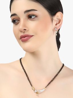 Adwitiya - Gold Plated Ad Stone Studded with Black Beaded Chain Mangalsutra