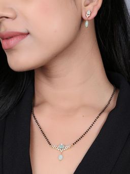 Adwitiya - Gold Plated Stone Studded Pearl Beaded Traditional Mangalsutra