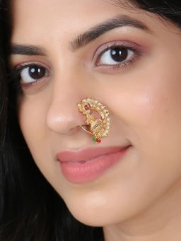 Adwitiya - 24 Ct Gold Plated Kalash Shape Handcrafted Nose Pin