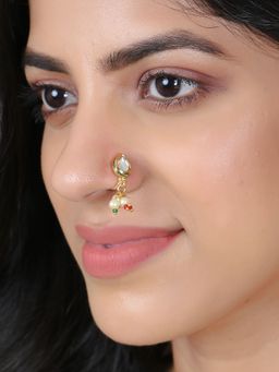 Adwitiya - 24 Ct Gold Plated Kundan Design Handcrafted Nose Pin