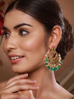 Aatmana - Women Green Contemporary Chandbali Earrings