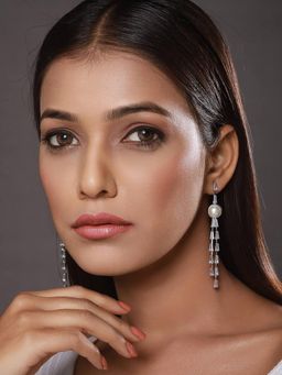 Aatmana - Rhodium-Plated Contemporary Drop Earrings