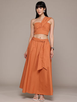 Label Ritu Kumar - Orange Rust Co-Ord (Set of 2)