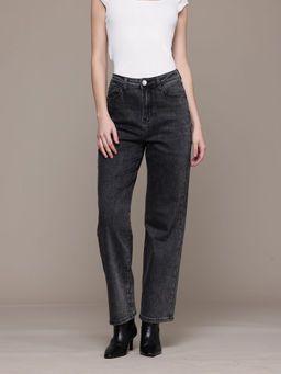 Label Ritu Kumar - Black Denim Drift Straight-Leg Jeans