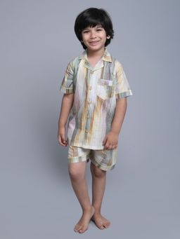 Little Clothings - Boys Multi-Color Cotton Printed Shirt with Shorts (Set of 2)