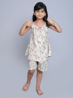 Little Clothings - Girls Multi-Color Cotton Printed Top with Shorts (Set of 2)